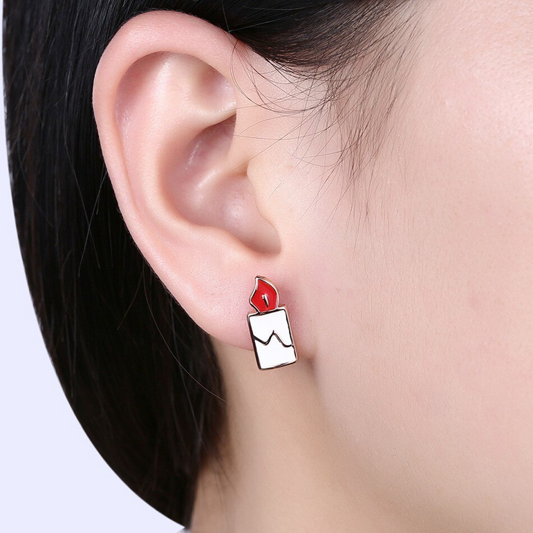 Christmas Reindeer & Candle  Ear Ring Gift For Women