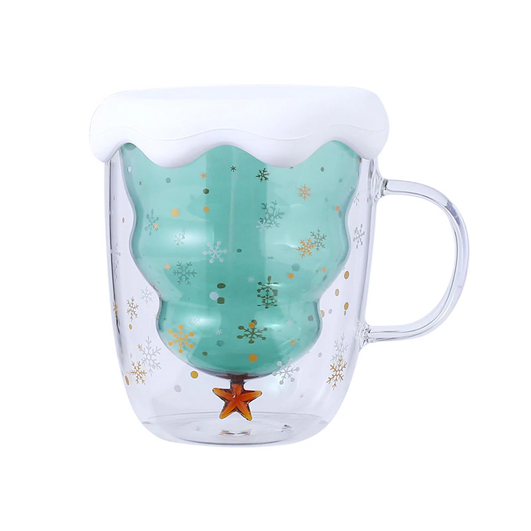 Christmas Tree Cup Transparent Double Anti-Scalding Glass Star cup