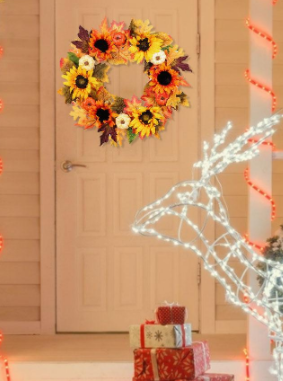 Artificial Pumpkin Christmas Wreath Decoration