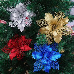Glitter Christmas Tree Flower Decorations (5pcs)