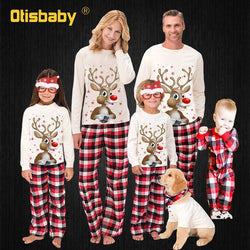 Winter 2021 Cotton Family Matching Christmas Pajamas New Year Mother Daughter Clothing Set Mom Daddy Baby Girl Boy Family Look