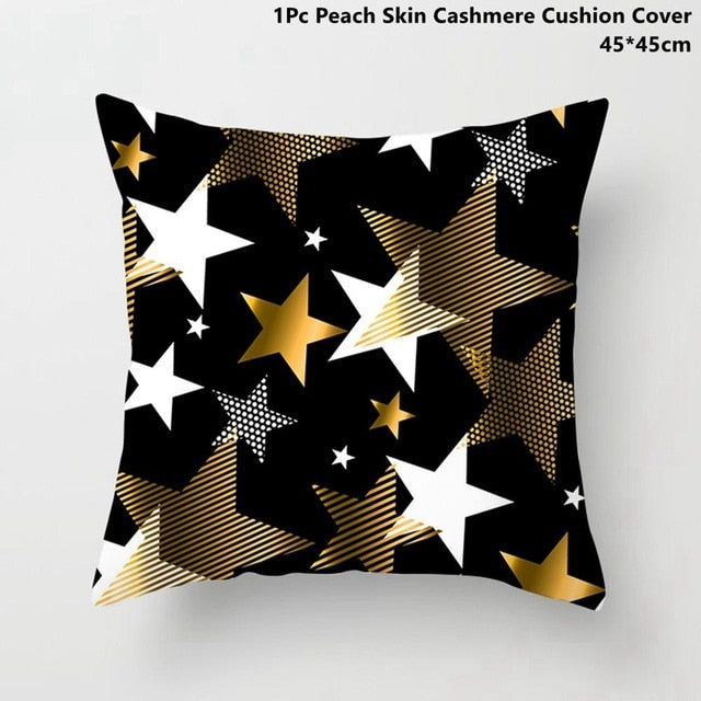 Gold Black Snowflake Cushion Cover For Merry Christmas
