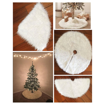 White Plush Christmas Tree Skirt