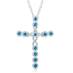 Silver Color Necklace Cross Crystal Pendant Christmas Gift