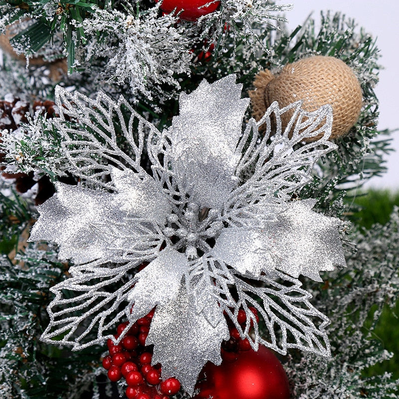 Glitter Christmas Tree Flower Decorations (5pcs)