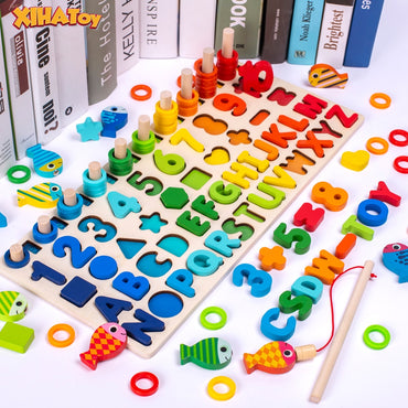 XIHATOY Busy Board Wooden Montessori Educational Toys For Children Color Match Shape Early Learning Infant Toy Christmas Gift