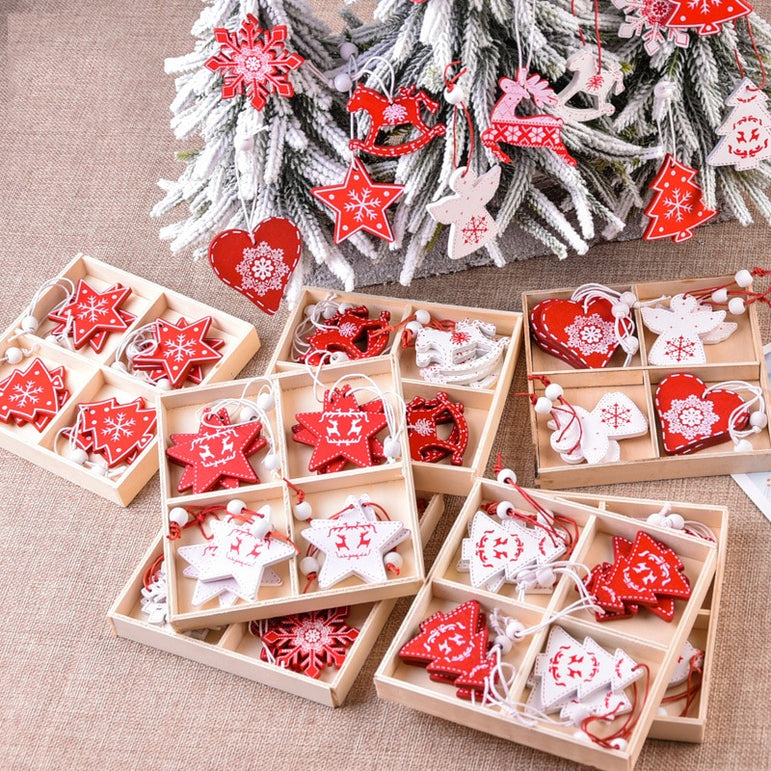 Christmas Wooden Decorations for Home Tree 10 pcs
