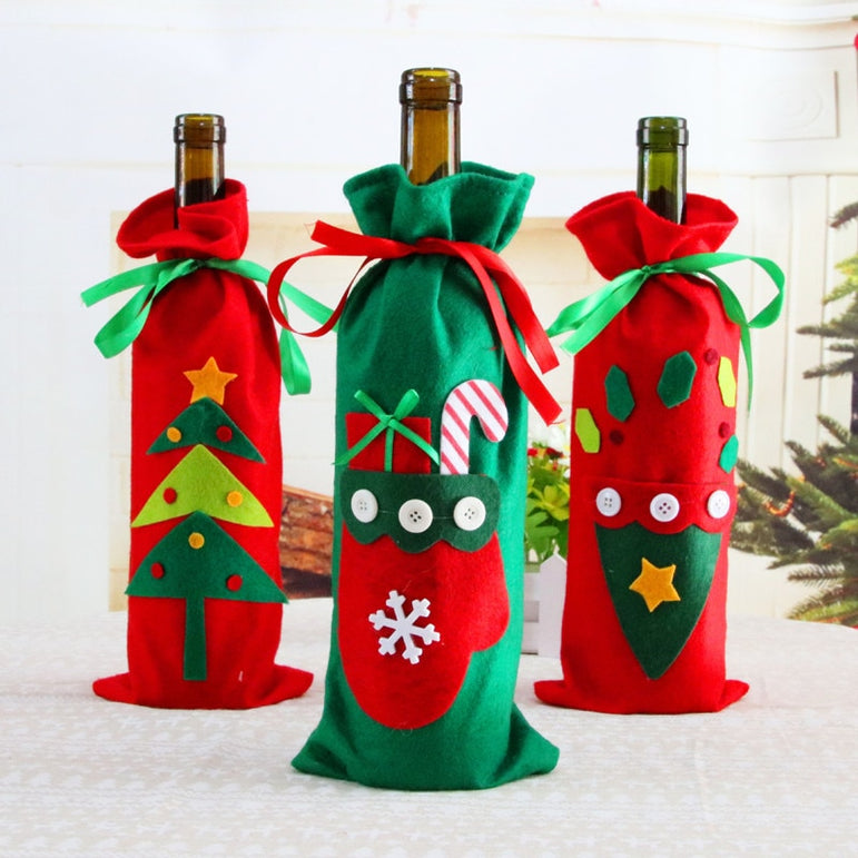 Christmas Red Wine Bottle Cover Bags gift