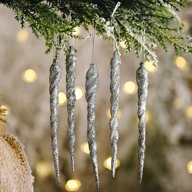 Ice Icicle Ornament for Christmas Tree Decoration (4 pcs)