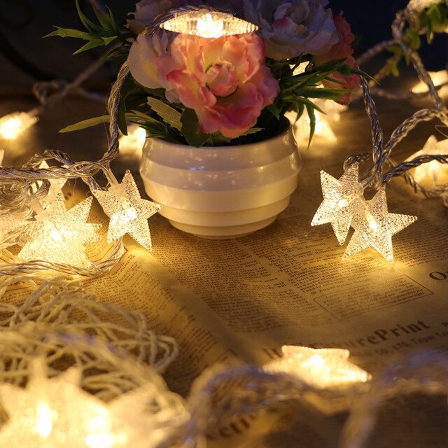 Star Snowflake Outdoor LED String Lights