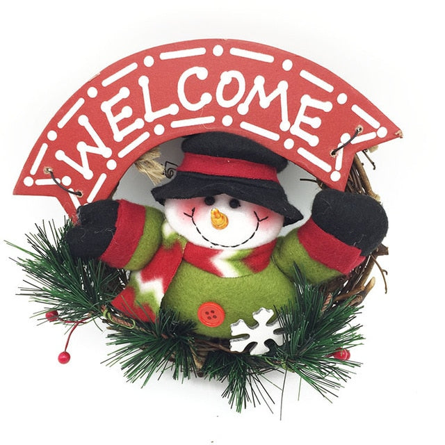 Christmas Garland Santa Claus Elk Snowman Wreath (27 cm)