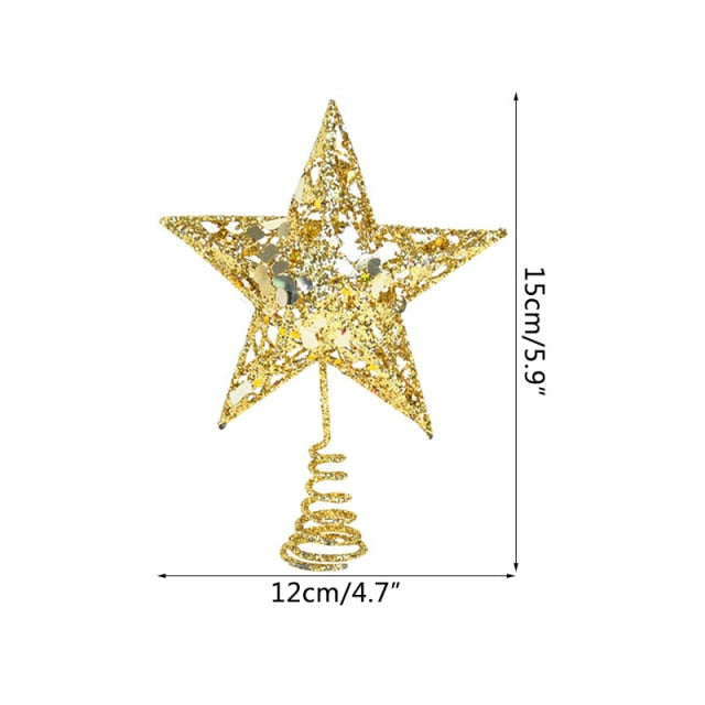 Gold Glitter Christmas Tree Top Iron Star