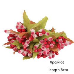 Red Artificial Flowers Stamen Berries Bundle