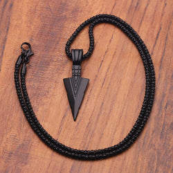 Men's Women's Black Long Necklace with Arrow Pendant Jewelry