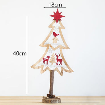 Wooden Christmas Tree Santa Claus Elk Trojan Horse Ornament